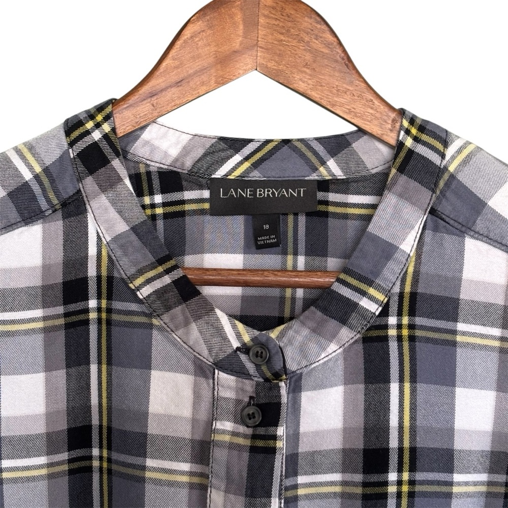 Lane Bryant Plaid Button Cuff Long Sleeve Tunic Size 18 - Picture 3 of 9